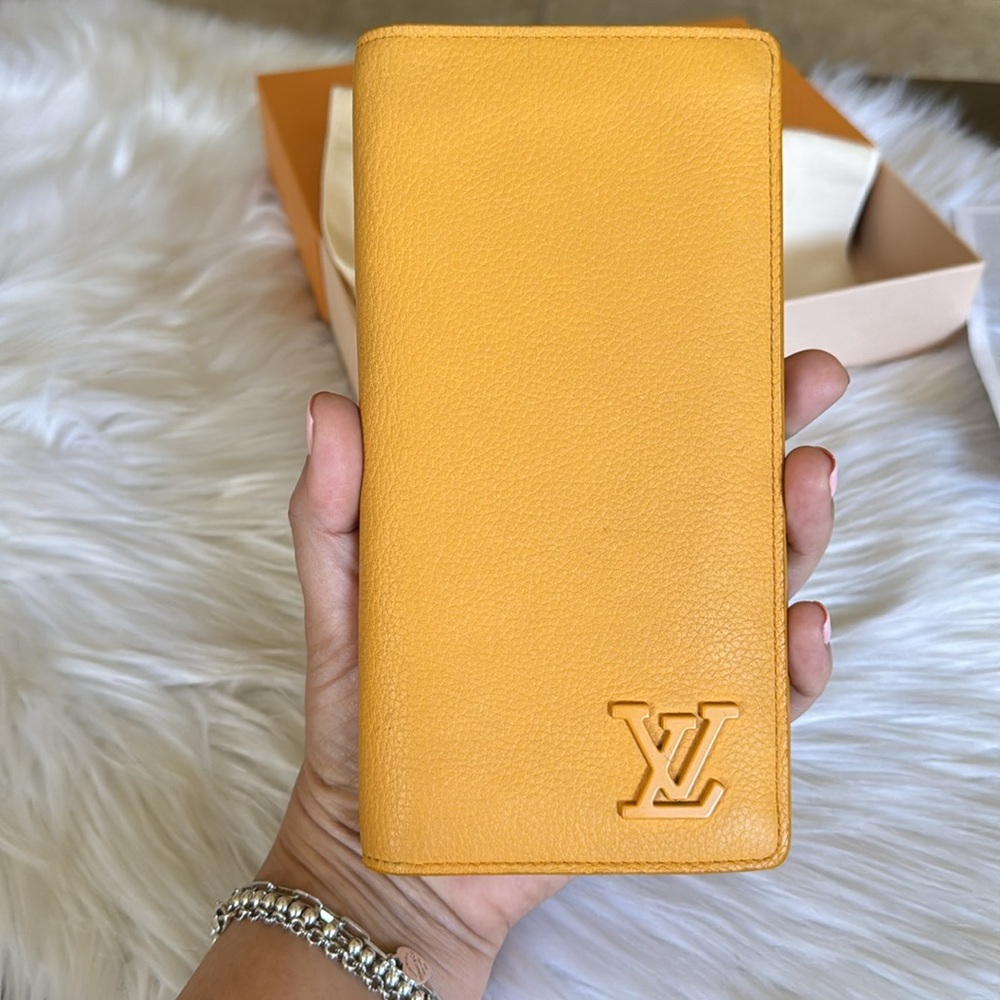 Louis Vuitton Brazza Wallet yellow long wallet saffron aerogramme